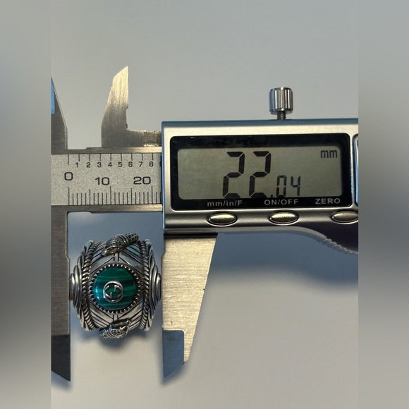 GUCCI Malachite Stone Gucci Garden Snake Tiger Heavy 925 Silver Ring 8.75US RARE - Picture 10 of 12